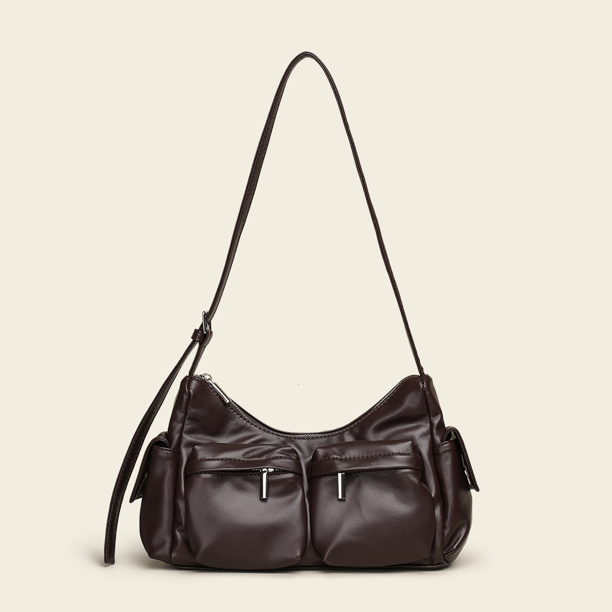 designer bag Multi pocket underarm simple texture soft leather single shoulder women's bag versatile and fashionable pleated crossbody bag