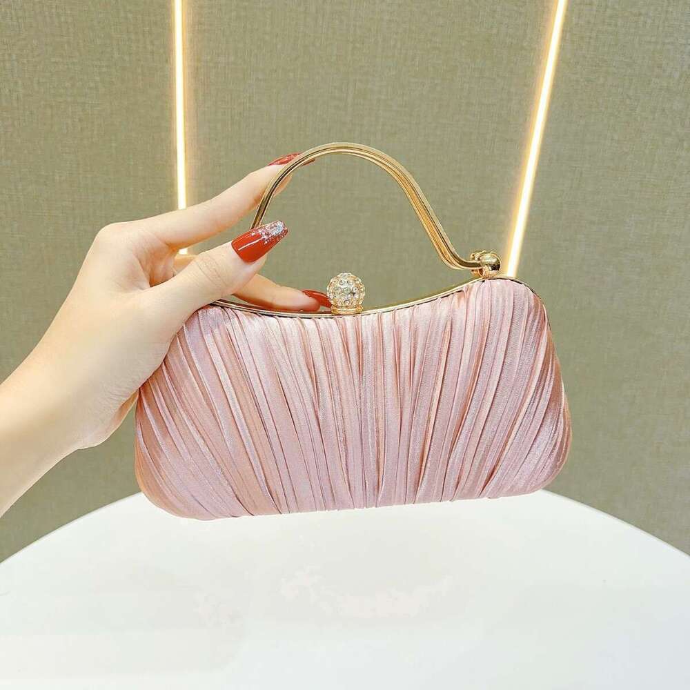 Dinner Bag New Banquet Pleated Solid Color Handbag Single Shoulder Simple And Versatile Trendy Pearl Bag Korean Version Women S Bag KQ