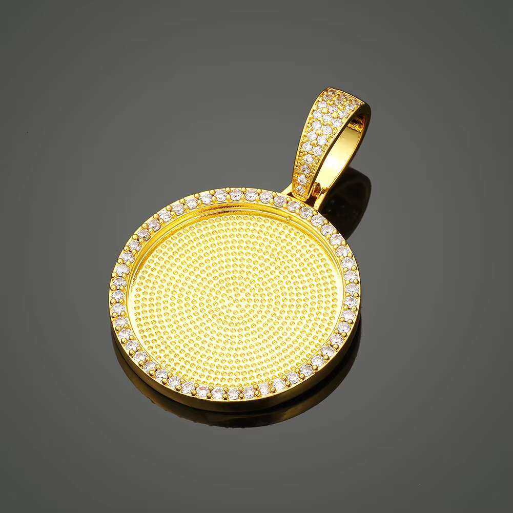 Engraved Custom Photo Pendant Necklace Frame Memory Medallions Pendant Necklace Mens Jewelry Silver Gold Necklaces Hiphop Zircon