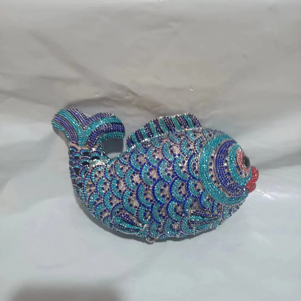 XIYUAN Fish shaped Womens Wallet Night Bag Diamond Metal Clutch Wedding Party Minaudiere and Handbag 250428