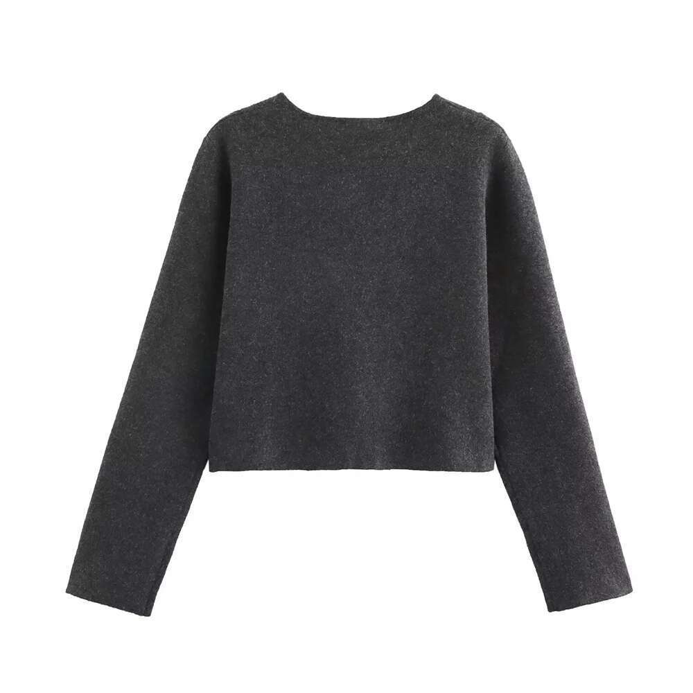 BMURHMZA Women's Simple Single breasted Solid Color Sweater Cardigan Winter New Long Sleeve Round Neck Flat Needle Coat