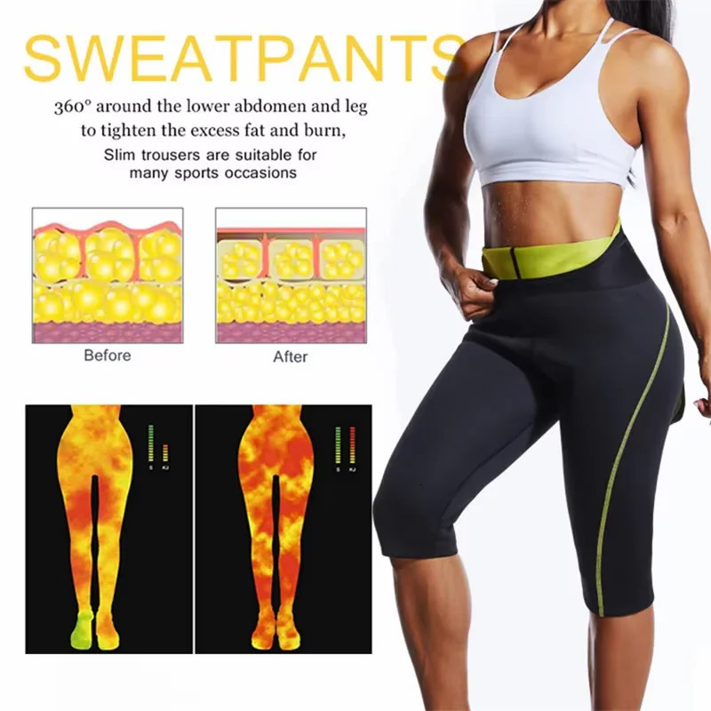 Womens sweat sauna effect short form weight loss slimming waist and abdomen control leg exercise gym sportswear 250430