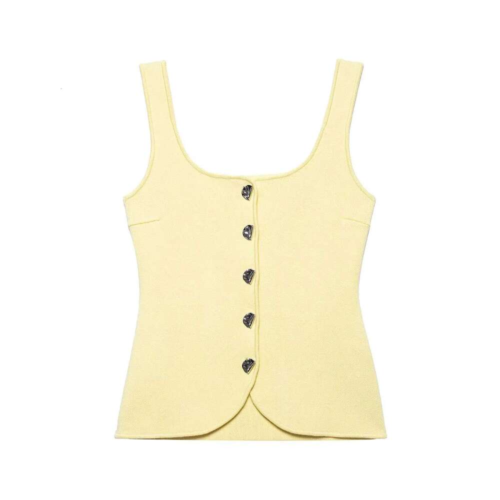 Zevity Women Basic Square Collar Knitting Sling Blouse Female Chic Sleeveless Buttons Design Vest Shirt Blusas Crop Tops Ls9040