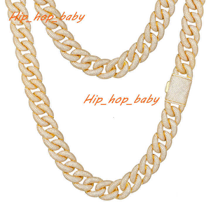 Hiphop 18mm Cuban Chain VVS Moissanite Diamond Iced Out 925 Sterling Silver Miami Moissanite Cuban Link Chain