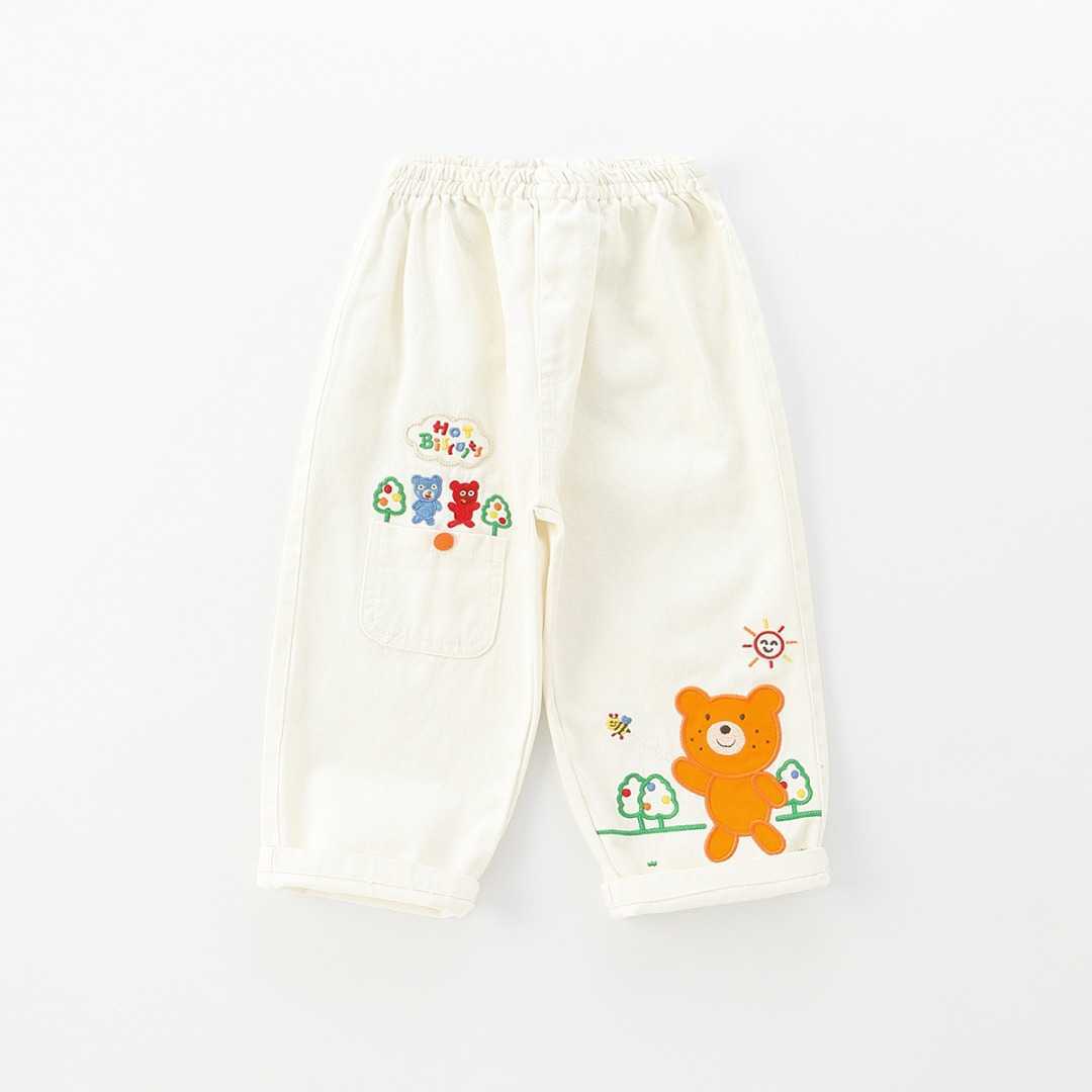 Miki Childrens Clothing Spring and Autumn Styles Pure Cotton Denim Childrens Boys and Boys Cartoon Style Trendy Fashion Boys and Girls Baby Pants Long