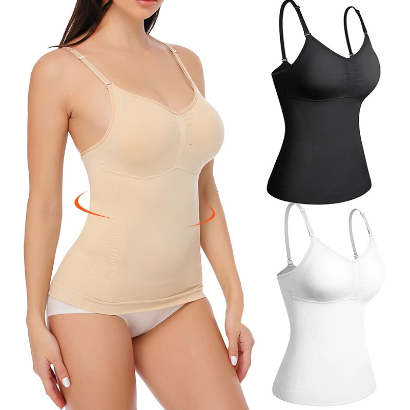 Padded Shaperwear Compression Camisole Body Shaping Womens Abdominal Control Tank Top Weight Loss Shape Waist Training Tight corset Ultra Thin 250430