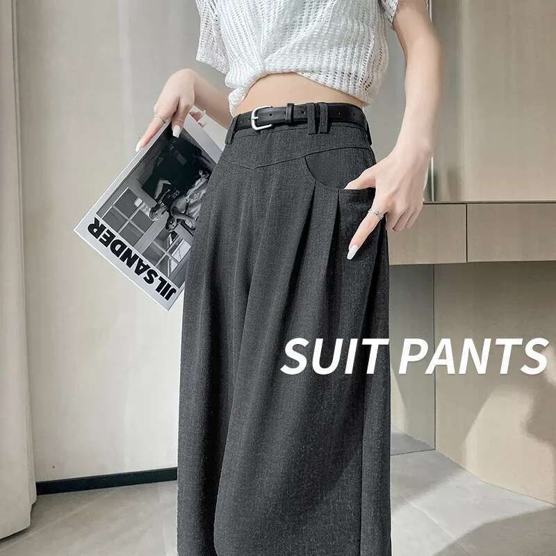 Spring Summer Black Suit Haren Pants Women Fashion Elastic High Waist Casual Trousers Woman Korean Style Solid Office Pant
