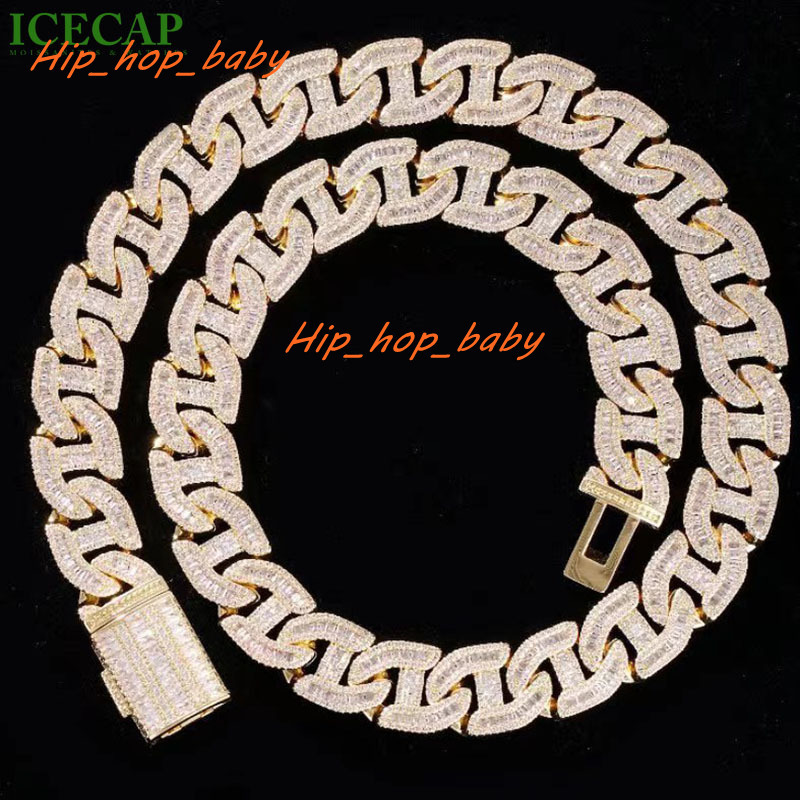 925 Silver Hip Hop Jewelry Rose Gold Plated Moissanite Cuban Link Chain Necklace Moissanite Diamond Iced Out Cuban Chain for Men