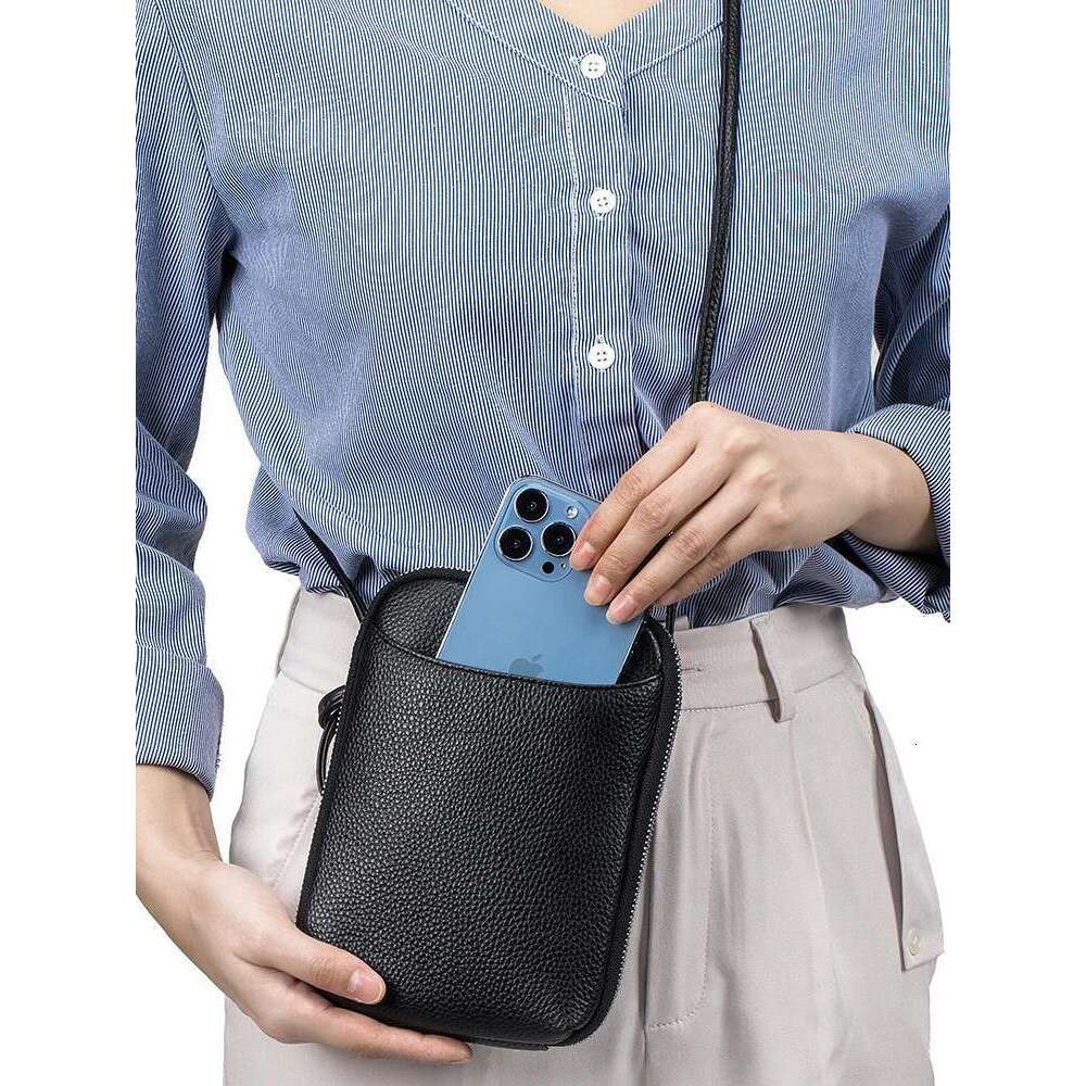 Zency Soft Genuine Leather Female Handbag Small Phone Pouch Bag Multi-functional Cross body Shoulder Card Holder With Key Ring