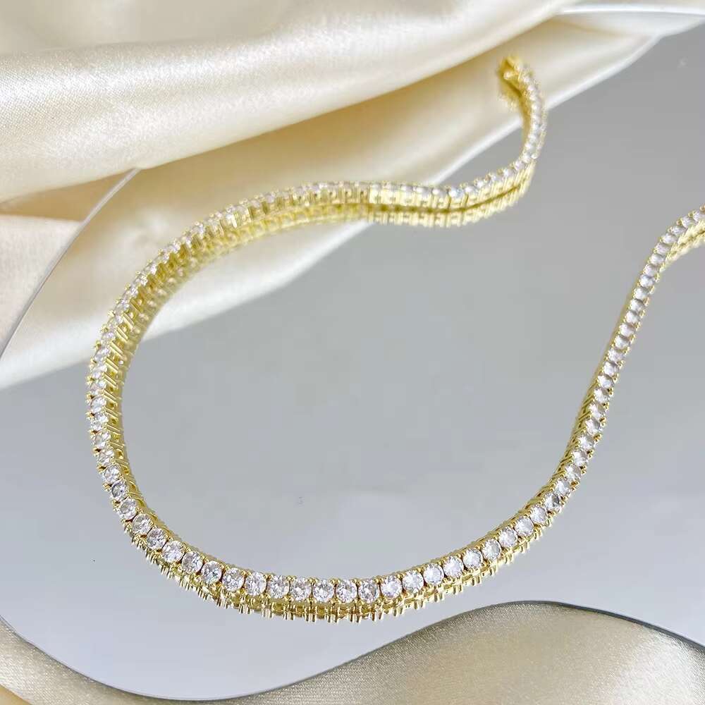 High Quality Tennis Chain Fade Necklace Titanium Steel Gold Plated 161820222430 Gypsophila Gemstone Fashion Jewelry 2025