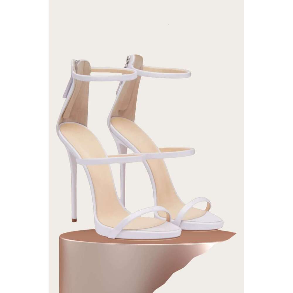 New Fashion One Word Belt Pointed Sandals Zipper Sexy Ankle Strap High Heels Woman Open-Toe Women Shoes