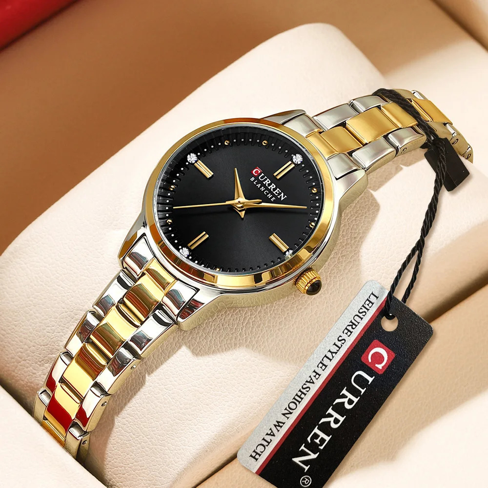 CURREN original quartz womens watch fashionable and elegant womens watch stainless steel waterproof womens watch 250425