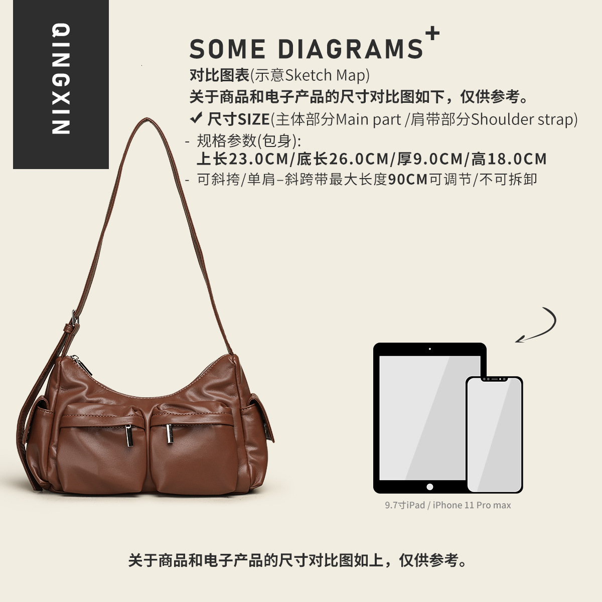 designer bag Multi pocket underarm simple texture soft leather single shoulder women's bag versatile and fashionable pleated crossbody bag