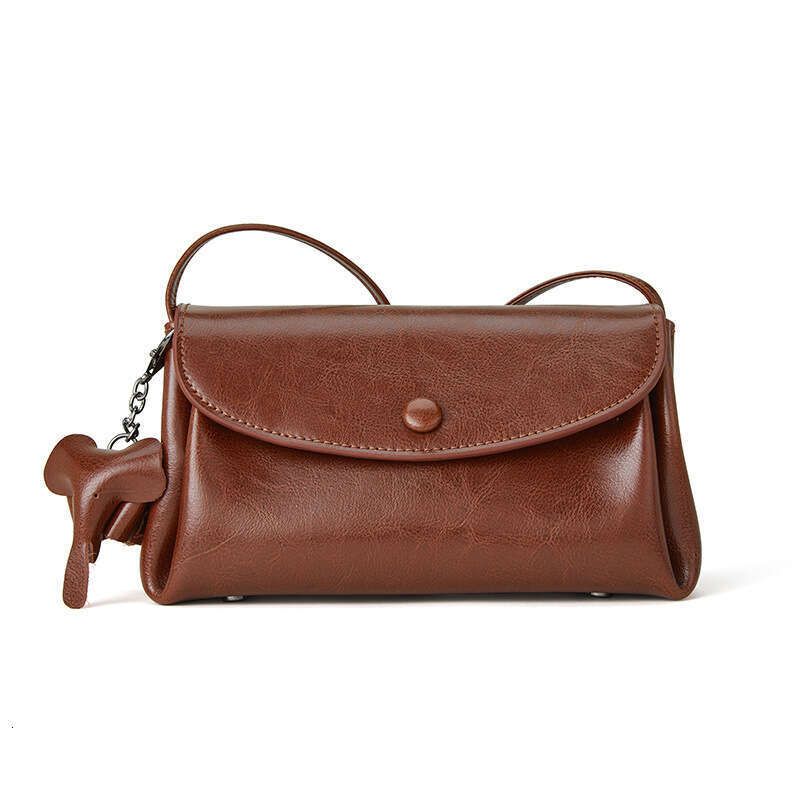 designer Women's bag Real crossbody fashionable and versatile small cowhide shoulder bag, women's high-end oil wax leather bag