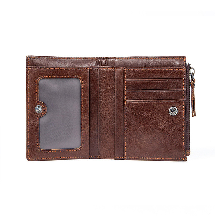 Men's Genuine Leather Zero Leisure Vertical Top Layer Cowhide USD Clip Wallet Trendy