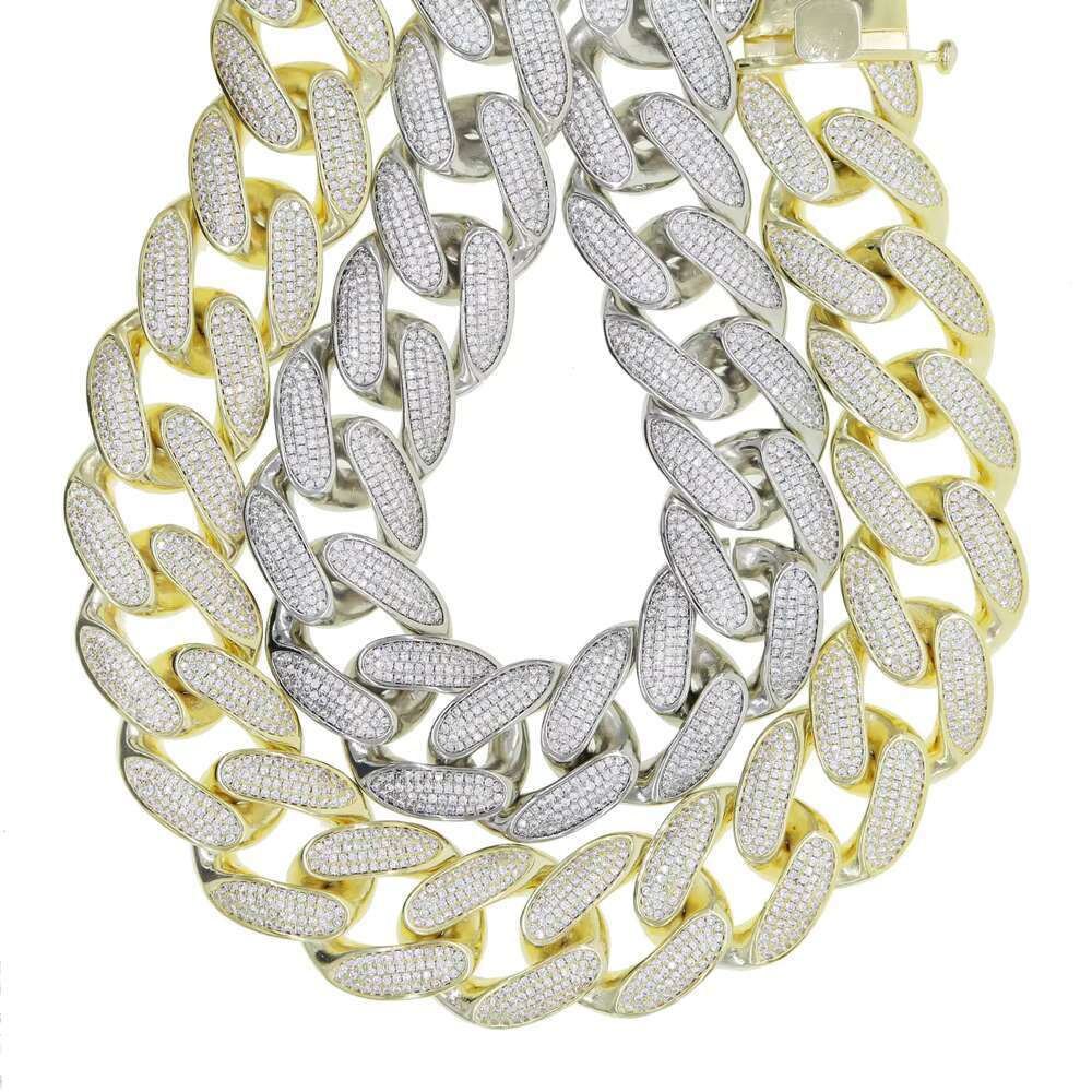 Promotion in Stock Iced Out Bling Silver Gold Plated Jewelry Micro Pave Cz 30mm Big Heavy Cuban Link Chain Women Necklace