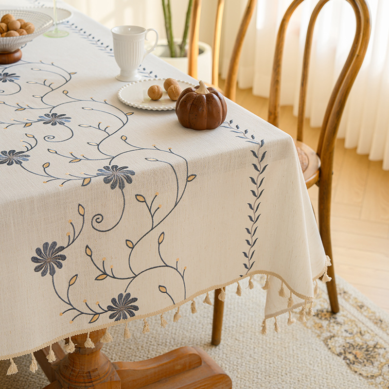 A629 modern simple white tablecloth ins style cotton and linen fabric small fresh coffee table rectangular desk waterproof tablecloth