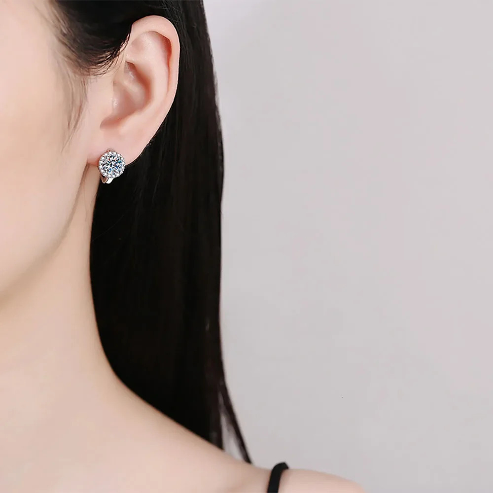 Serenty 2ct D Color Hoop Earrings For Women Wedding Bridal S925 Sterling Silver Couples Stud Earring Anniversary Gift 250420