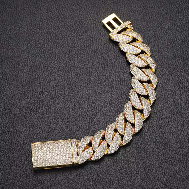 Luxury Iced Out 18K Gold Plated 22mm Cuban Link Chain Hip Hop 5 Rows 5A CZ Diamond Cuban Chain Necklace for Men