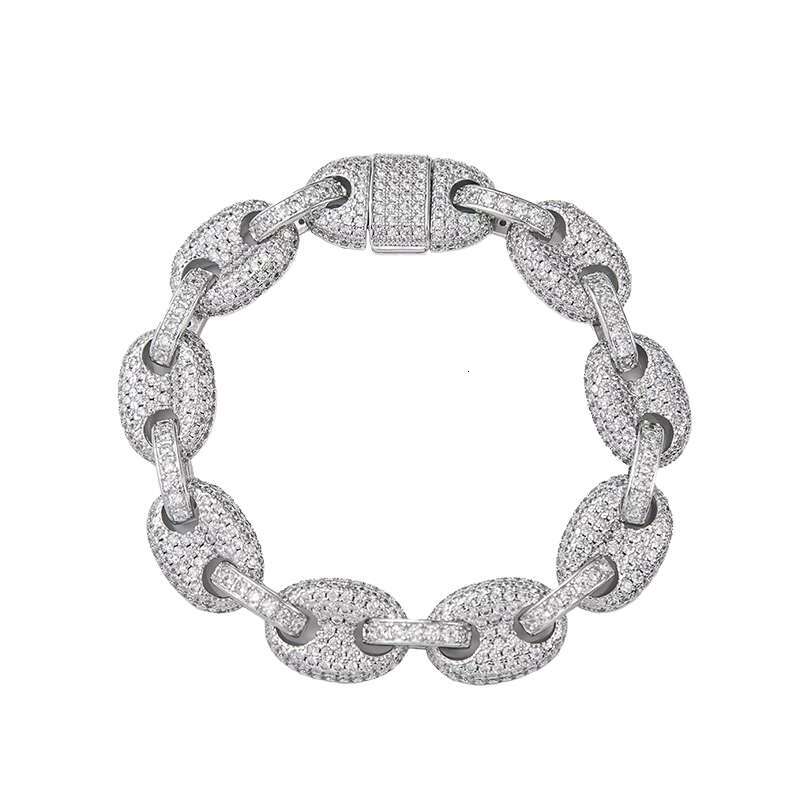 Excellent Jewelry Iced Out Cuban Bracelet 925 Silver Moissanite Diamond VVS Hip Hop Men Cuban Link Bracelet