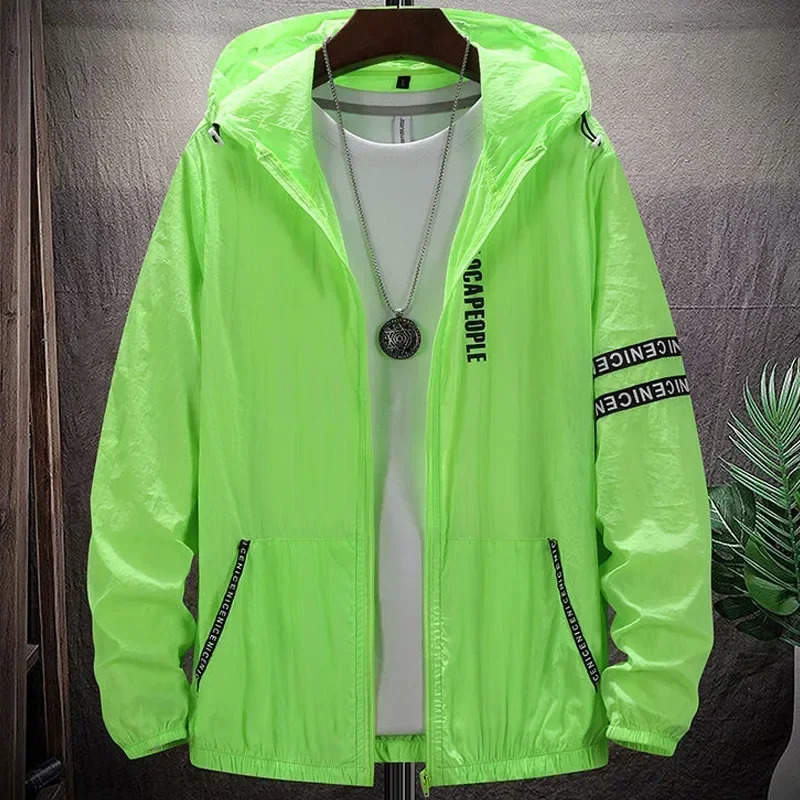 Summer mens leather jacket ultra light sun protection largesized hooded windproof casual motorcycle 250428