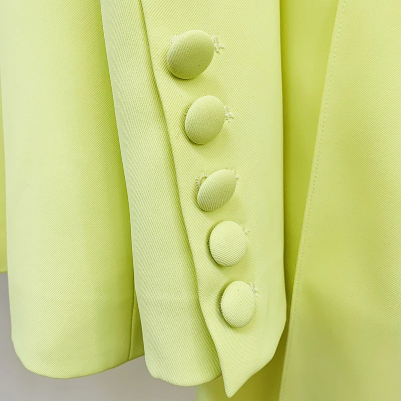 High Street est SS ner Runway Set Womens Single Button Ultra Thin Fit Jacket Flame Pants Two Piece 250530