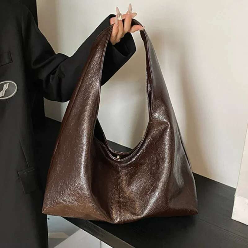 Large Capacity PU Leather Hobo Underarm Bags Autumn Winter Shoulder Bag For Women 2025 New Trend Y2k Handbags And Purses Tote