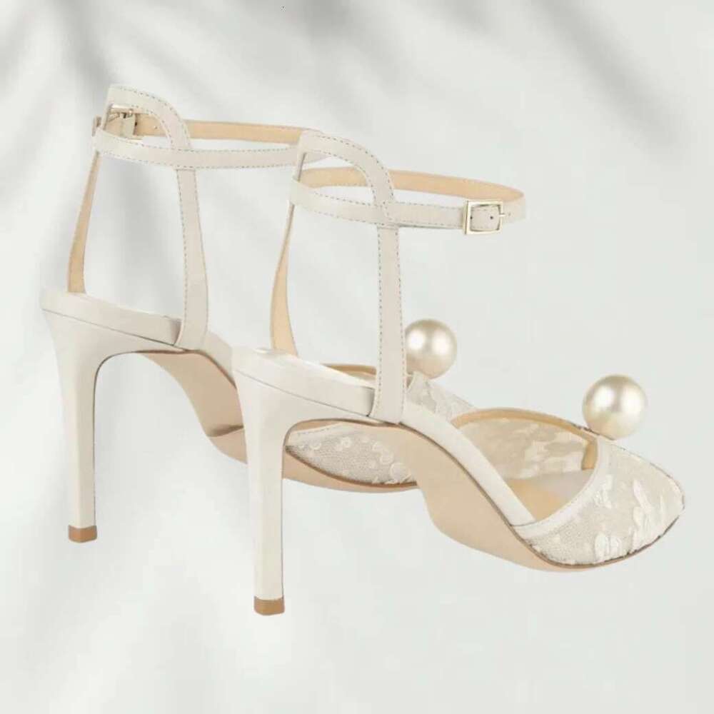 New Fashion Ankle Strap Lace Pearl Open Toe Sandals Quality Breathable Women High Heels Gladiator Women's Shoes