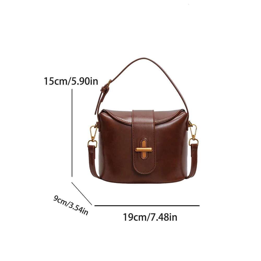 High Fashion Hand-Held Oblique Straddle Retro Pure Color Niche Design Bucket Shoulder Bag