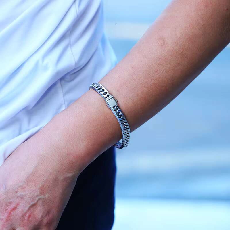 Wholesale Silver Moissanite Cuban Chain Punk Custom Rapper Bracelet Hip Hop Mens Gold Chain Design 925 Silver Cuban Bracelets