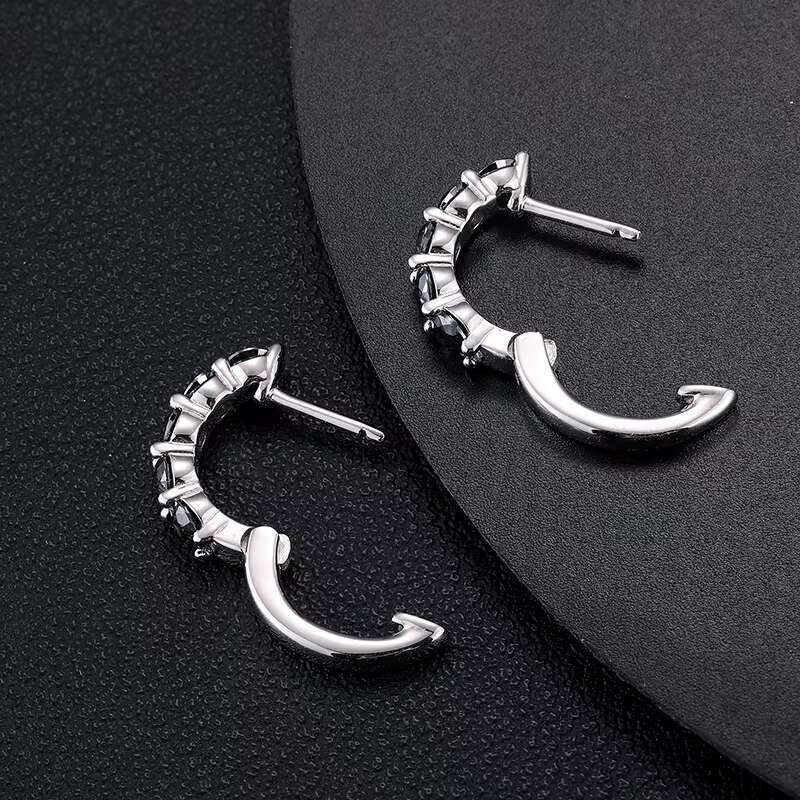 Dropshipping New Arrival 925 Sterling Silver Black VVS Moissanite Diamond Piercing Cuff Huggie Hoop Earrings for Women