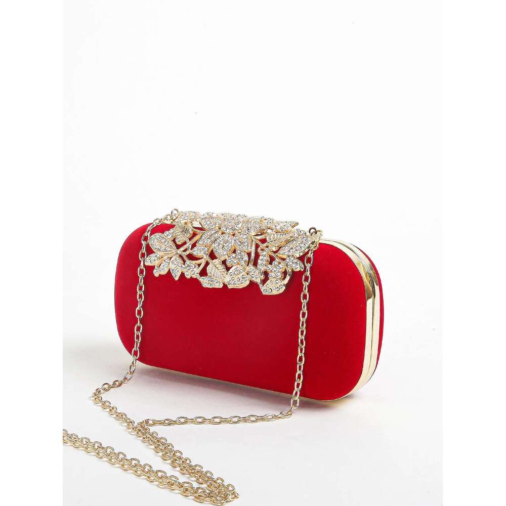 Rhinestone Clutch Bag With Crystal Floral Clasp Women Evening Handbag Formal Party Purse