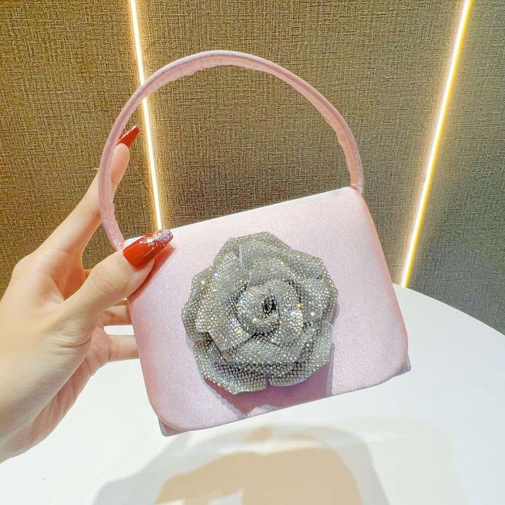 Dinner Bag French Banquet Silk Satin Small Square With High Quality Flower Mini Lipstick Change Key Handheld Crossbody Bag KQ