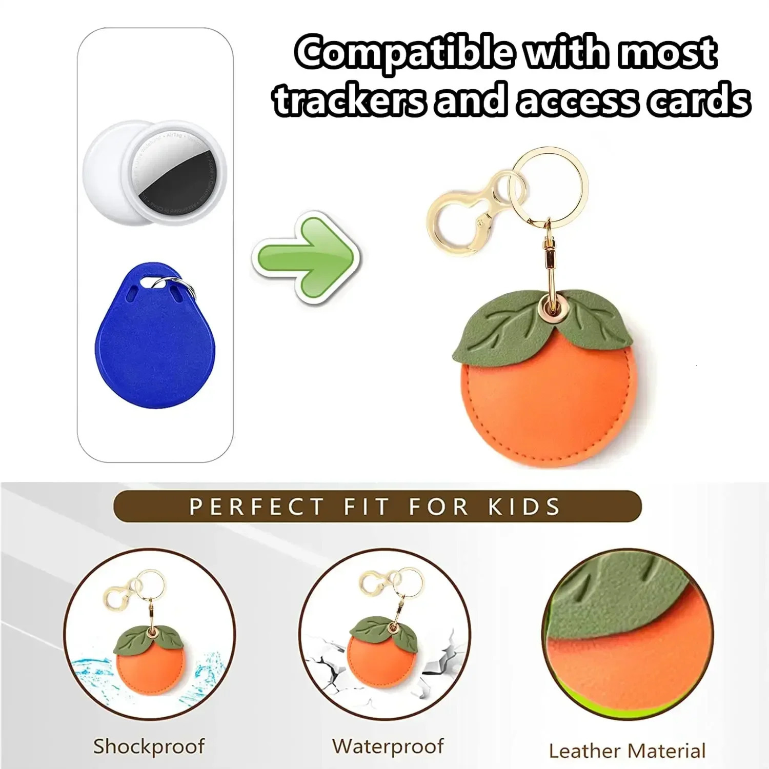 Leather Keychain Holder Case for Apple AirTag Cute Protective Air Tag Cover Keychain Ring Anti-Scratch Finder GPS Tracker Case 250429