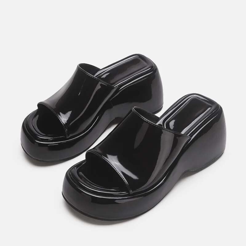 New Fashionable Sier High Heels Versatile Platform One Step Slippers Women Casual Comfort Sandals Party Shoes Wome