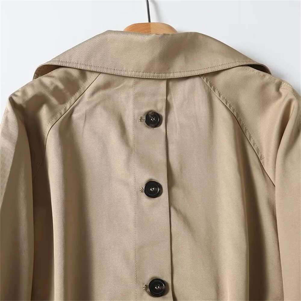 PB&ZA Autumn New Product Fashion Casual Women's Wear Flip Collar Long Sleeve Double breasted Loose Windbreaker Jacket