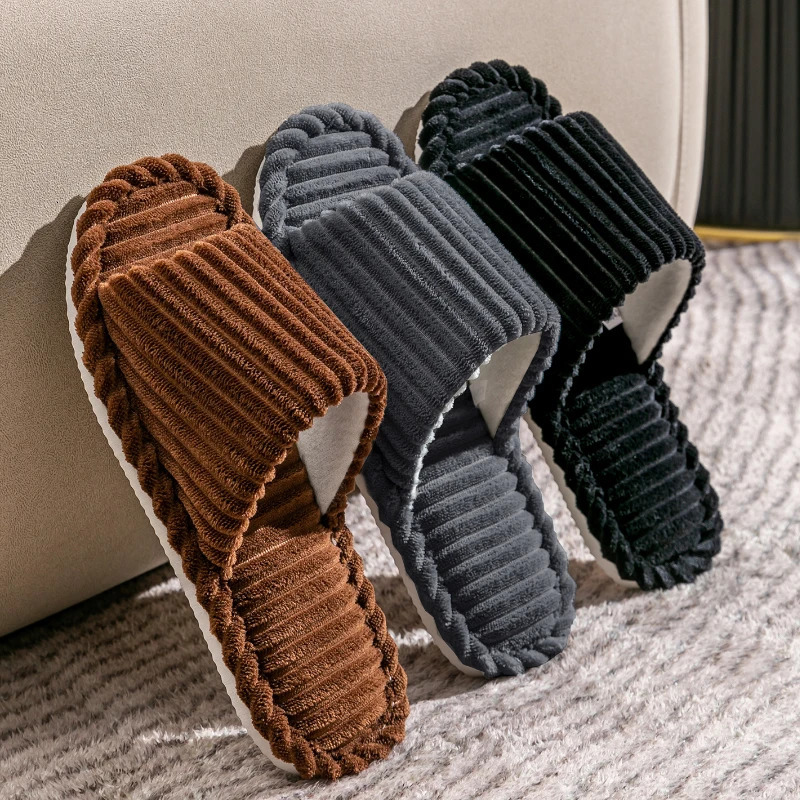 Mens open Toed Slippers Autumn and Winter Indoor Anti slip Breathable Bedroom Silent Couples home Shoes for Srping and Autunm 250428
