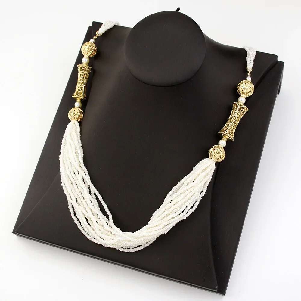 Sunspicems Multilayer Beads Chain For Women Algeria Moroccan Bride Wedding Jewelry Gold Color Caftan Choker Necklace