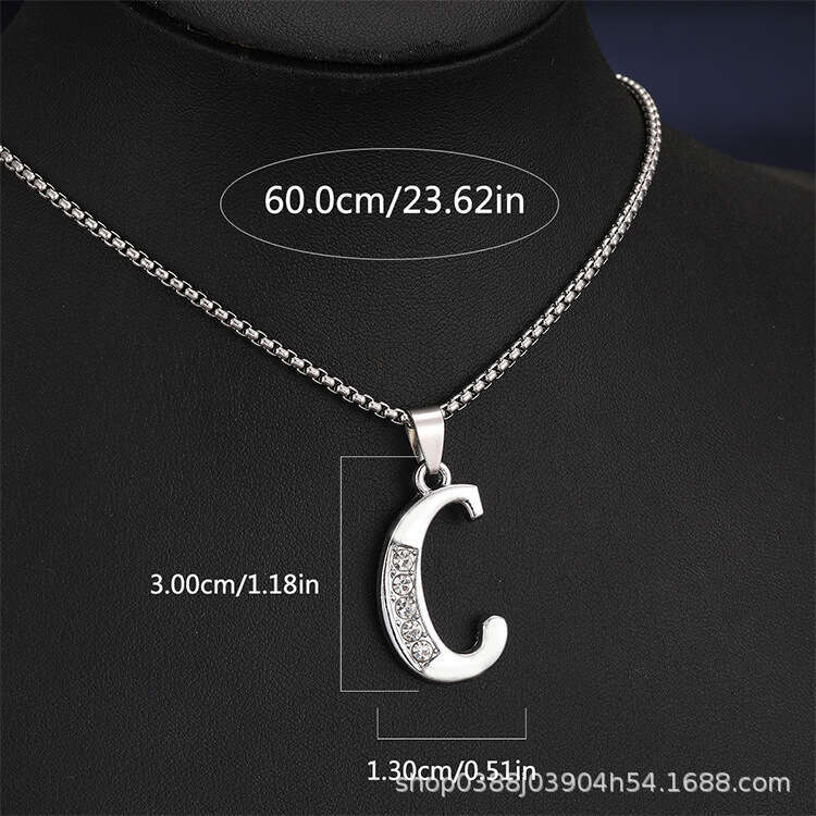 2025 Spring New Collection Of 26 English Letter Necklaces Men, Popular And Creative Dia Studded Jewelry Accessories For Women
