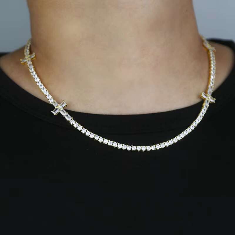 Cross Tennis Chain Necklace Micro Pave 5A Cubic Zirconia CZ Bling Iced Out New Arrival Hip Hop Men Boy Fashion Jewelry