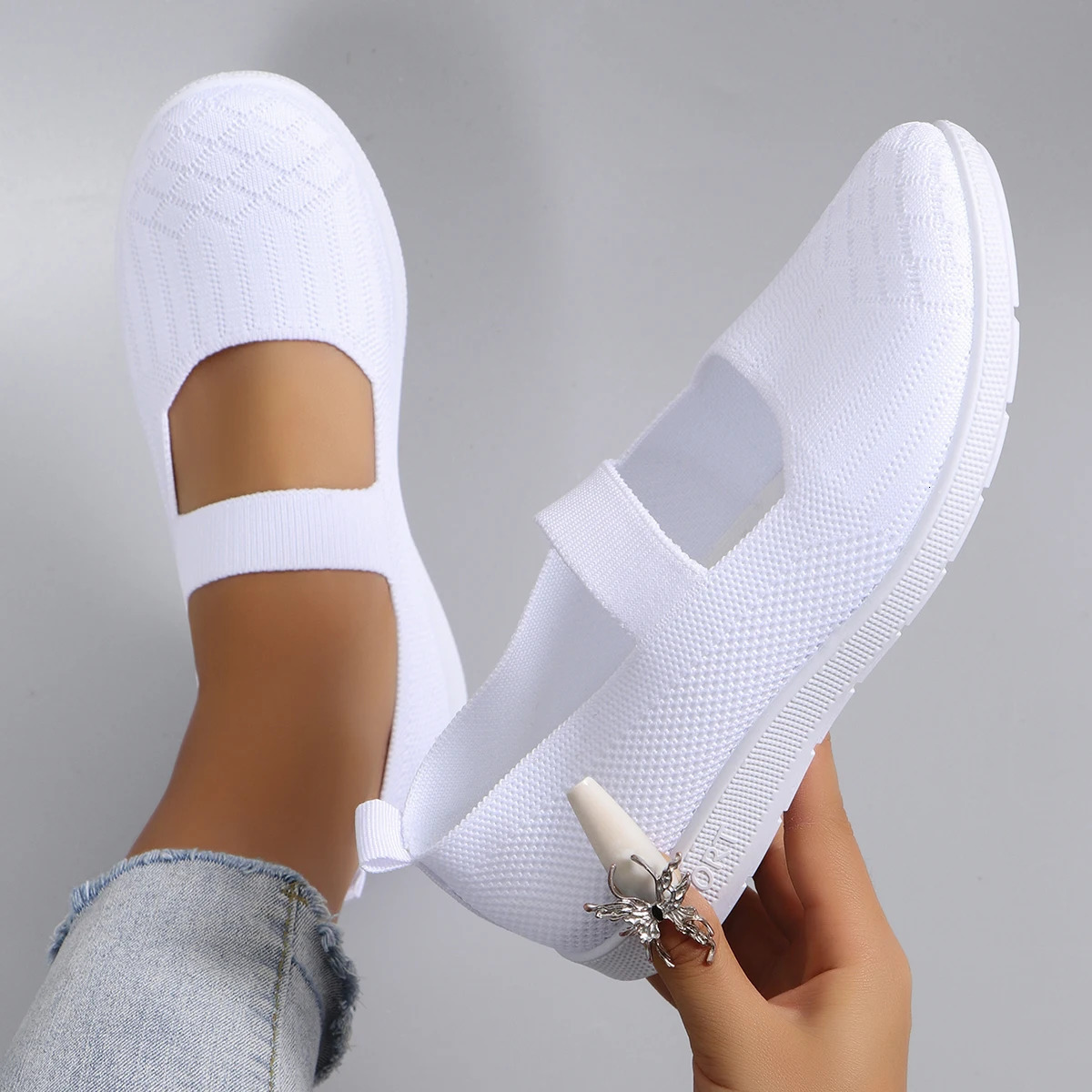 Spring womens sports shoes fashionable breathable lightweight non slip durable casual sports shoes flat shoes 250430