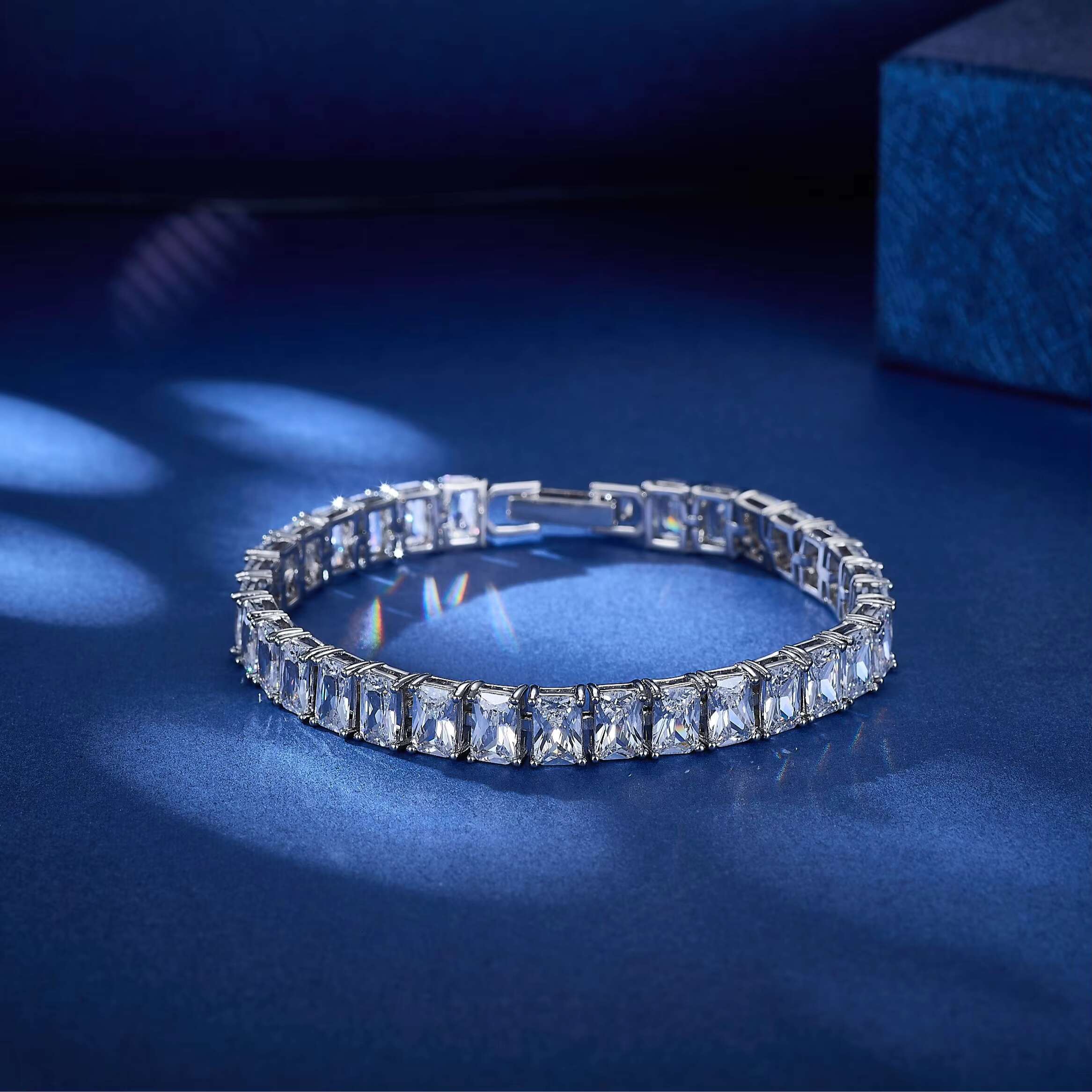 Classic Square Tennis Chain Bracelet Women Trendy Rhodium Plated CZ Zircon Diamond Hand Link Ladies Bracelet