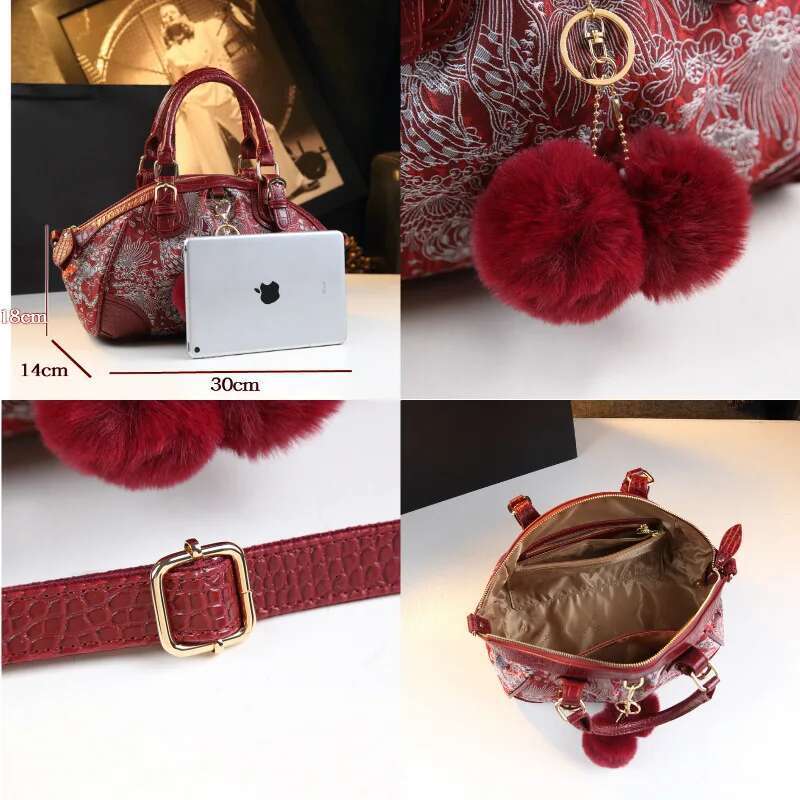 Spring patent leather embroidered printed handbag dumpling banquet dress large-capacity one-shoulder cross-body women's bag