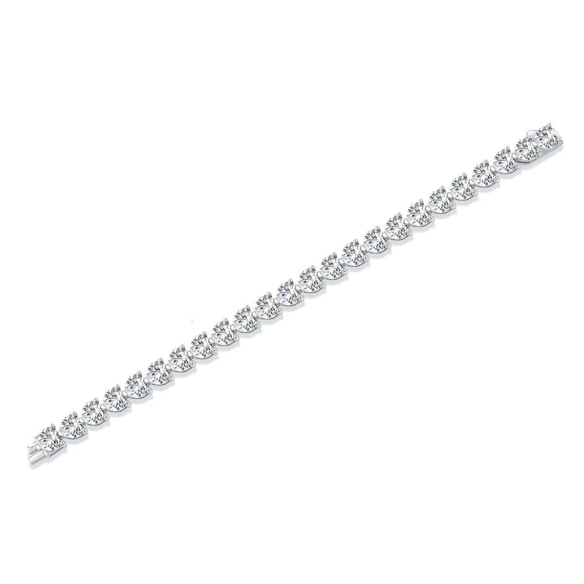 Elegant 1 Ct Heart Lab Moissanite Tennis Bracelet 18K Gold Plated 925 Sterling Silver Tennis Chain for Men and Women Party