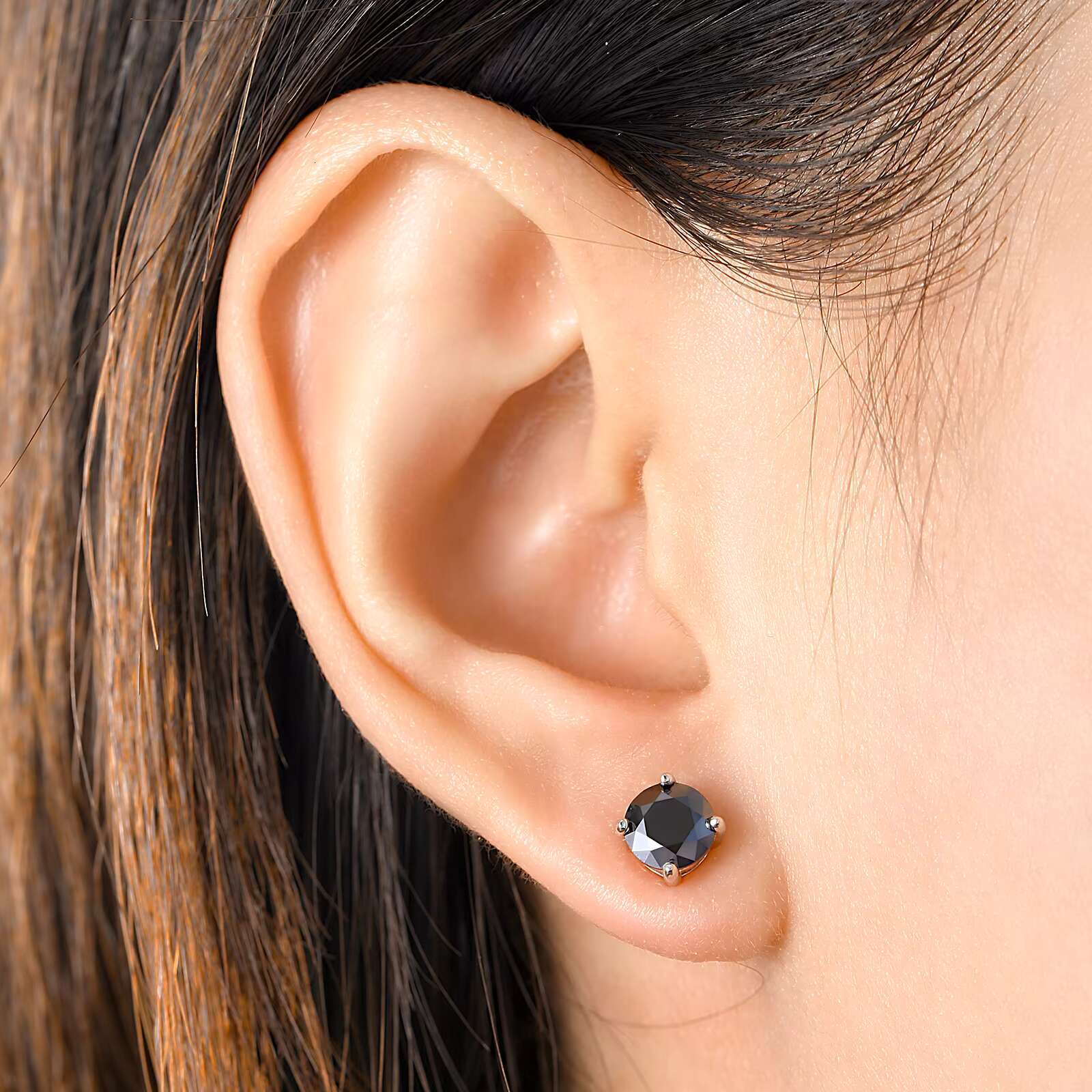 Dropshipping New Option White Gold Plated 925 Sterling Silver Lab Created Black VVS Moissanite Diamond Solitaire Stud Earrings
