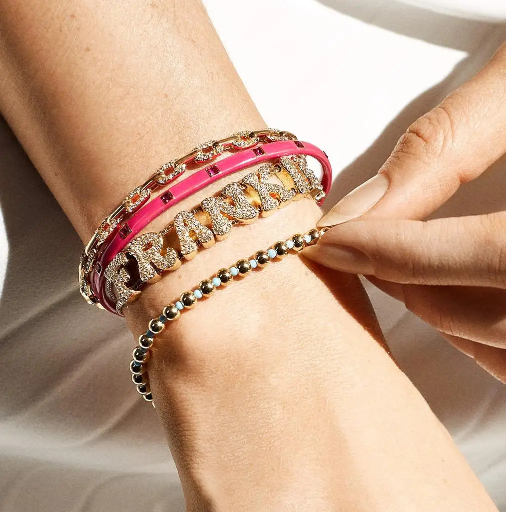 DOREMI Fat Bubble Slide Initial Letters Bracelet Letters Women Name DIY Sliding Slider Letter Bracelets 250430
