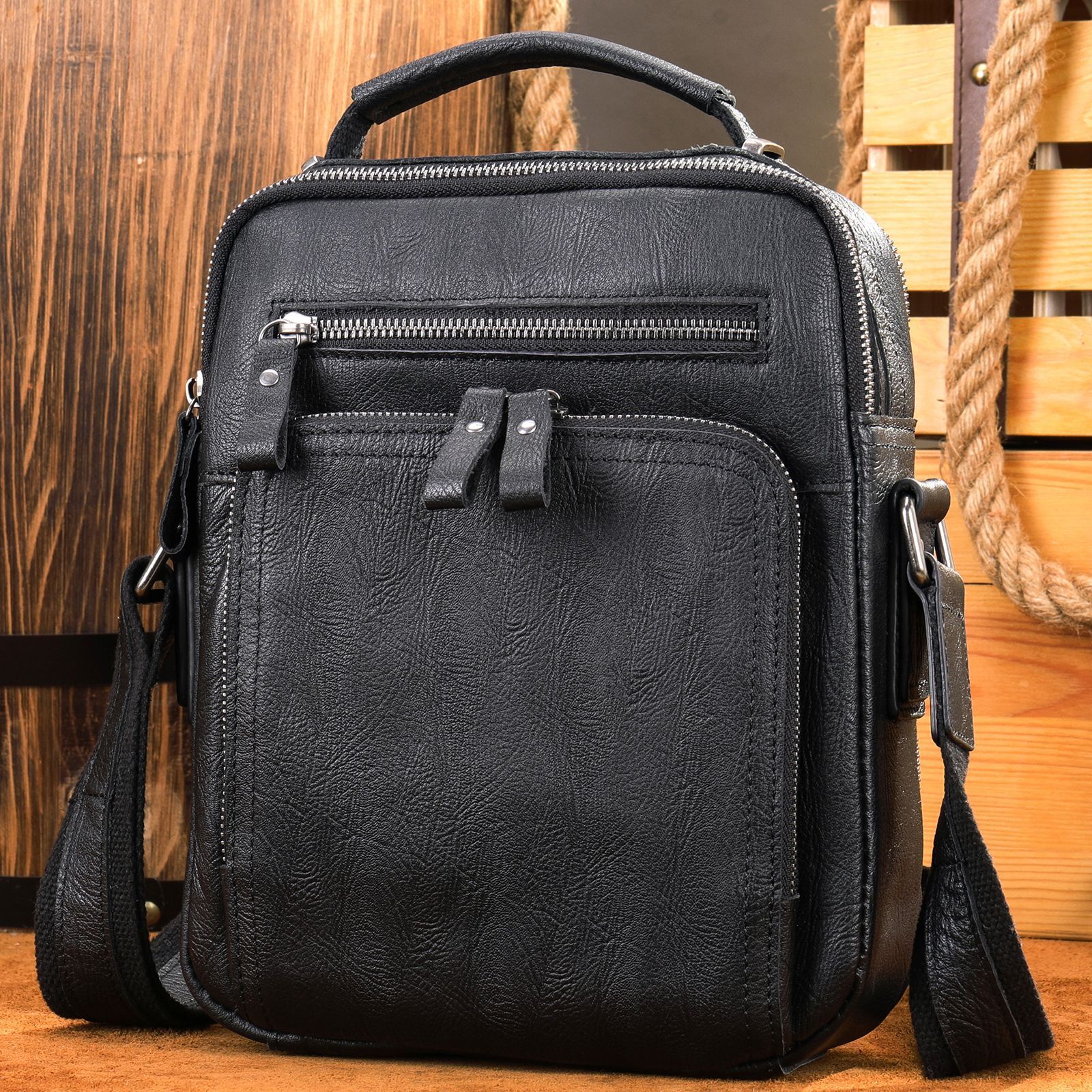 Malinte genuine Mad Horse leather bag, multifunctional cowhide iPad shoulder bag