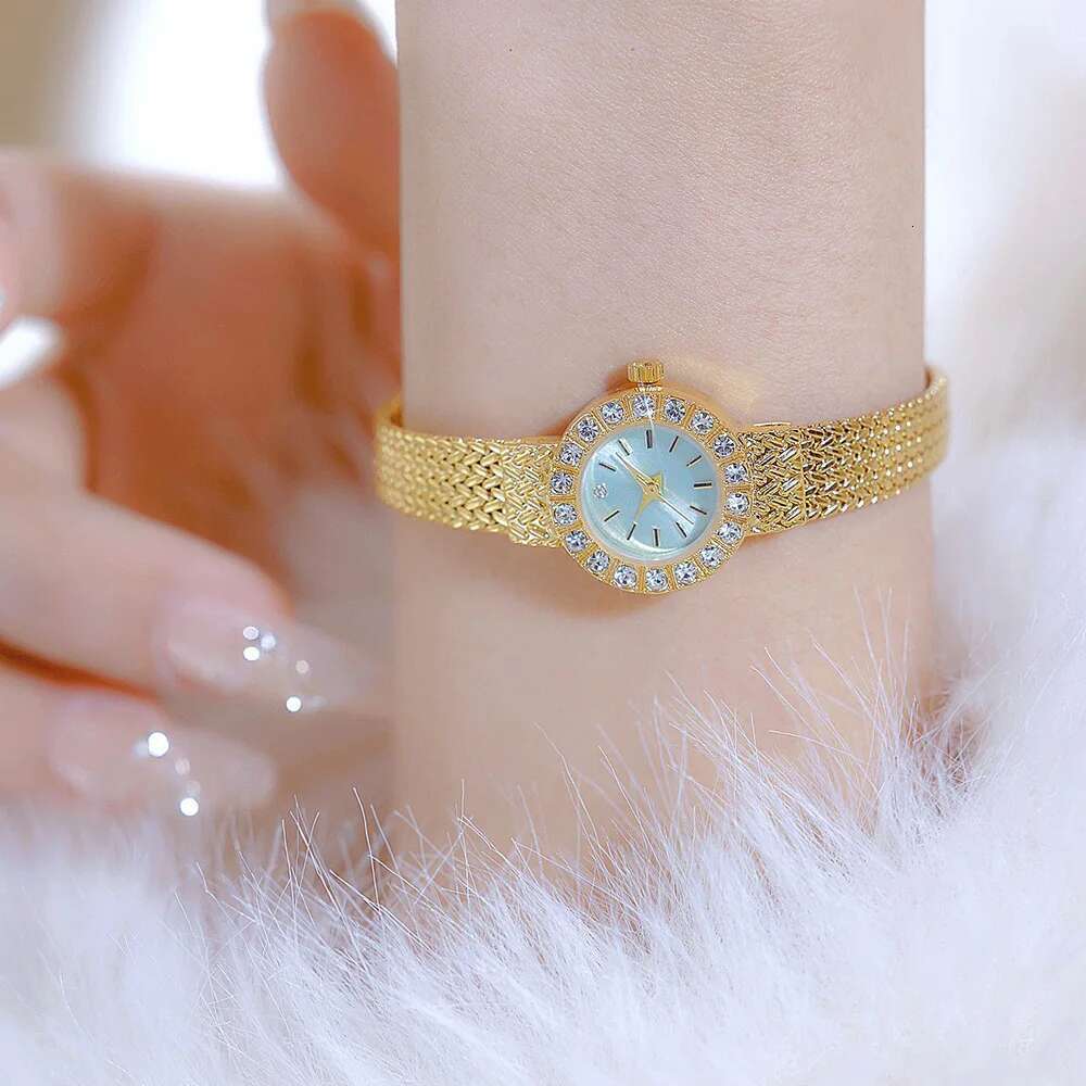 New Ladies Watches High-End Elegant Dia Green Dial Quartz Watch Women's Vintage Dress Bracelet Wristwatch Gift Clock