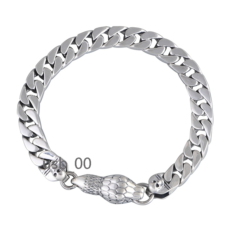 Mens Retro Hip Hop Snake Bracelet Real S925 Sterling Silver 925 Sterling Silver for Parties Boyfriend Jewelry