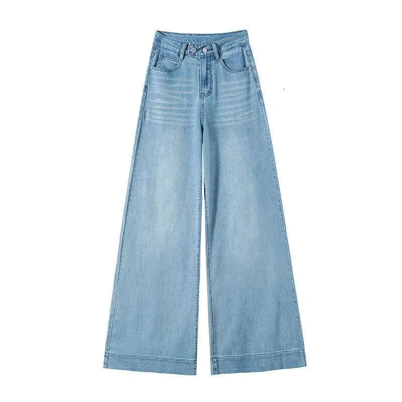 Spring and Autumn New Women's Soft Jeans Girls Small High-Waisted Wide-Leg Large Flared Casual Drag Pants